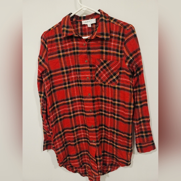 NWT Junior's Hippie Rose | Red Plaid Flannel |  Suze XS | NWT - Picture 1 of 6